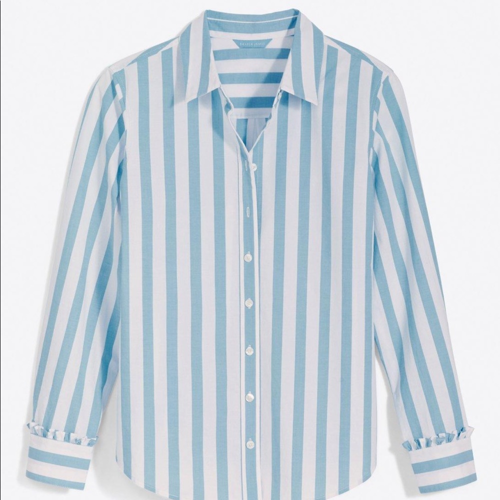 Draper James button down top in awning stripe